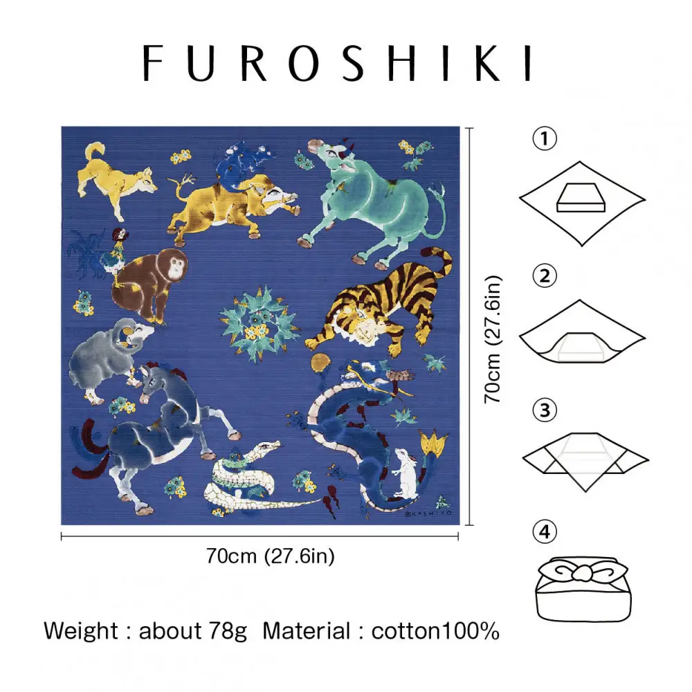 FUROSHIKI  風呂敷 ふろしき 十二支 日本製 70cm×70cm
