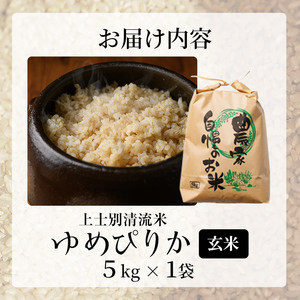 【B7137】上士別清流米 ゆめぴりか 玄米 (5kg) 米 お米 玄米 北海道米 ごはん ゆめぴりか 北海道産 士別産 5kg 【合同会社T&M】