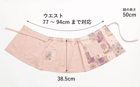 【日本製】 三河木綿 春色 和柄 カフェエプロン_ピンク【G0537】