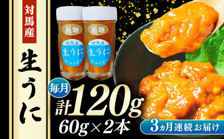 【全3回定期便】 対馬産 生うに 60g×2本 《対馬市》【保家商事】 うに ウニ 雲丹 生ウニ 海鮮 海産物[WAA043]