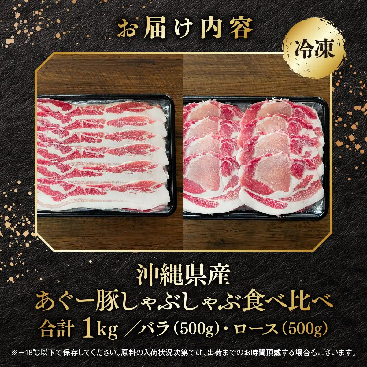 あぐー食べくらべしゃぶしゃぶセット　バラ・ロース　計1kg   