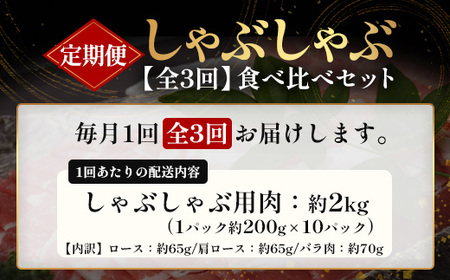 【定期便全3回】鹿児島県産 ひかり麦豚 しゃぶしゃぶ 食べ比べセット 約2kg（200g×10パック） トレーなし 冷凍 HM-16 | 肉 お肉 にく 豚肉 ロース 肩ロース バラ肉 スライス 真空冷凍 産地直送 新鮮 小分け 甘み 産地直送 鹿児島県 南大隅町 ひかり麦豚直売所