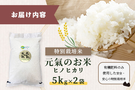 【令和7年産 お米10kg|ヒノヒカリ 白米】【生産者直送】幸せと笑顔を届ける元氣のお米｜佐賀県特別栽培農産物｜化学農薬・化学肥料不使用｜新米 精米 有機肥料 佐賀県 鹿島市 D-219