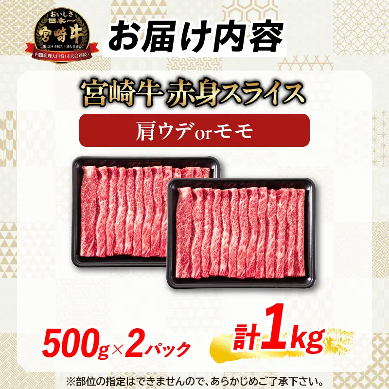 【8月配送】【畜産農家応援】数量限定 厳選 宮崎牛 赤身 スライス 計1kg_CC79-25-08
