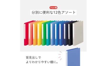 パンチレスファイル A4 12色 アソート （コピー用紙160枚収容） 各色1冊 計12冊 （赤・桃・橙・黄・黄緑・緑・水色・青・藍・黒・グレー・紺） 書類ファイル ポケット付き