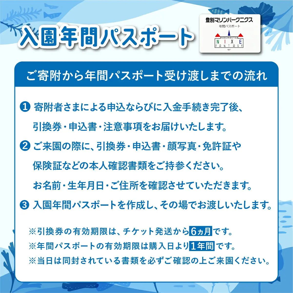 登別マリンパークニクス 入場券年間パスポート 子ども 1名 【 チケット 北海道 観光 旅行 体験 パーク 入場券 入園券 割引 北海道 水族館 動物園 イルカ アシカ ペンギン パレード】mr-0895