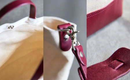 レザー×キャンバス トートバッグ ワイン L / 2WAY レザー トート トートバッグ ショルダー ショルダーバッグ 鞄 かばん マザーズバッグ 通勤 通学 BAG bag バック バッグ 革 ギフト / 諫早市 / 伊東製靴店 /[AHCN006]