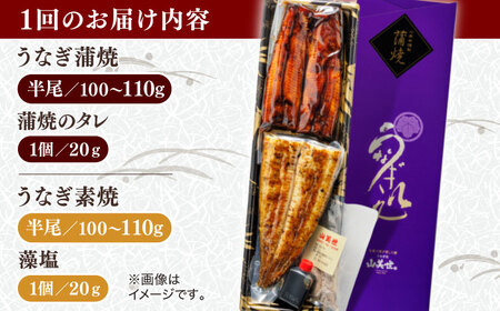 【12回定期便】うなぎ老舗専門店のパリっとふっくら 紅白うなぎ 蒲焼・素焼半身　(真空パック/秘伝のタレ・藻塩付き) 島根県松江市/株式会社山美世商会[ALDC018]