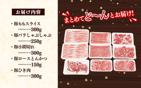豚肉 豚バラ ロース 小間切れ モモ ひき肉 5種 2.6kg
