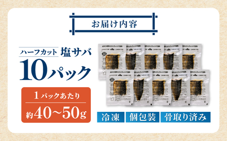 レンチン 塩サバ ハーフカット 10パック/ 小分け 〈嬉しい骨なし〉 脂ののった 鯖 お弁当サイズ サバ 魚 レンジで簡単調理 【興洋フリーズ株式会社】[ATBX137]