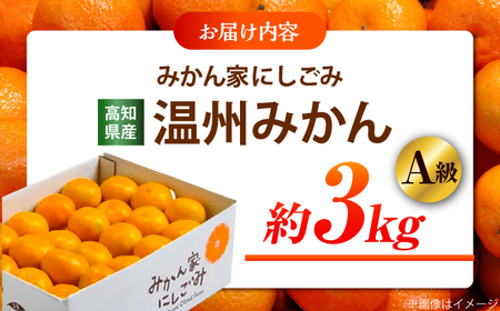 【先行予約】＜サイズおまかせ＞高知県産温州みかんA級品 約3kg ＜2026年11月上旬～2026年12月下旬頃発送＞/ みかん 柑橘 オレンジ 高知県 温州 【株式会社にしごみ】[ATEA010]