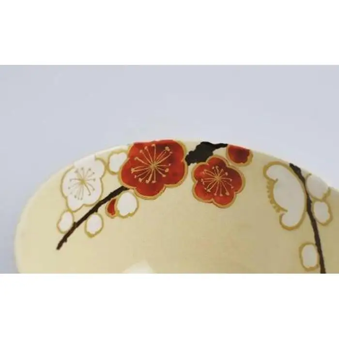 金彩 紅白梅紋輪花向付 5個【水間焼伏原窯】