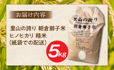 ＜数量限定＞【令和7年度産】里山の誇り 朝倉獅子米 ヒノヒカリ 5kg | 新米 ヒノヒカリ ひのひかり 5kg 米 白米 ごはん ご飯 白ご飯 おにぎり お弁当 おむすび お米 国産 美味しい ツヤ モチモチ 精米 おすすめ 香川県 三木町 |_mk172-002