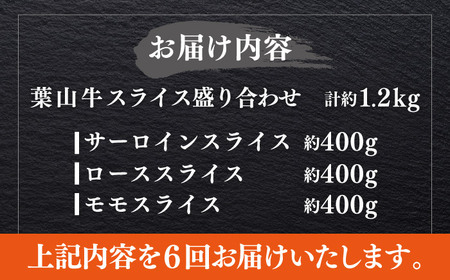 【全6回定期便】【葉山牛】1.2kg　スライス盛合せ ／ 牛肉 黒毛和牛 神奈川県 特産品【葉山牛ステーキレストラン 角車】[ASBD048]