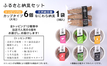 ふるさと納豆　カップタイプ6個となにわら納豆　大粒セット(カップ納豆6個+他1品）＜納豆BAR小金庵＞