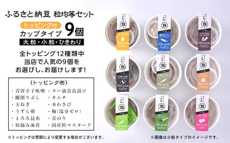 ふるさと納豆　カップタイプ9個　粒均等セット(カップ納豆9個）＜納豆BAR小金庵＞
