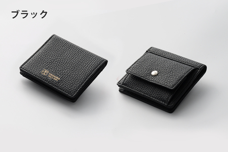 【YOSHINA】コンパクト二つ折り財布（小銭入れ付き）ブラック