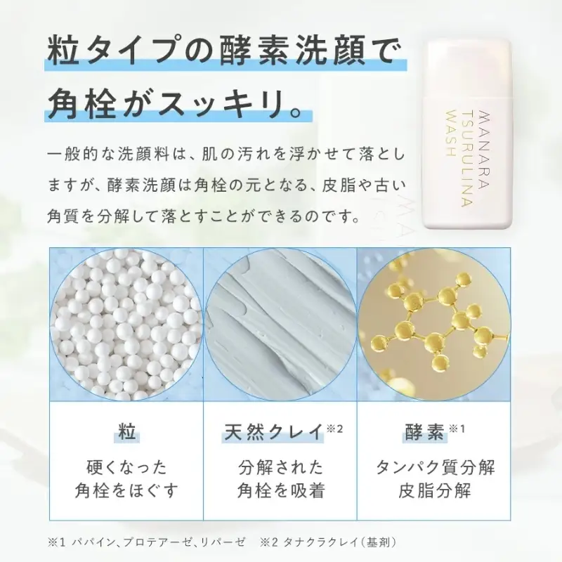 マナラ《ツルリナウォッシュ　使い切り5セット》(洗顔料)　洗顔料 酵素 クレイ 毛穴 角栓 使い切り