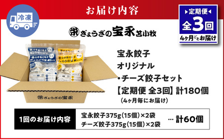【 全3回 定期便 （ 4ヶ月毎 ） 】 チーズ 餃子 セット （ 宝永餃子 15個入 × 2袋 ＆ チーズ餃子 15個入 × 2袋 ） 合計1.5kg T004-T02-01 惣菜 総菜 加工食品