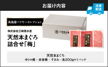 【 高島屋 バイヤー セレクション 】 天然 本まぐろ 詰合せ ＜ 梅 ＞ M038-004 冷凍 マグロ