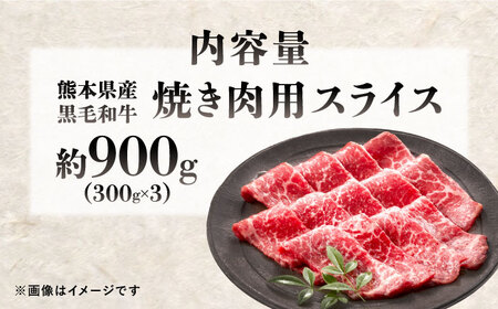 熊本県産 『原田畜産』 黒毛和牛 焼き肉用 スライス 計約900g（約300g×3パック） 牛肉 牛 【有限会社 九州食肉産業】[AYCN135]