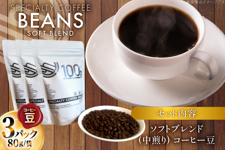 コーヒー豆 ソフトブレンド 中煎り 80g 3p [日出蔵 徳島県 北島町 29ar0017] 