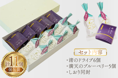 お菓子 個包装 渚のドライブ 6個 満天のブルーベリー 5個 計11個 [谷口製菓 石川県 宝達志水町 38601293] 