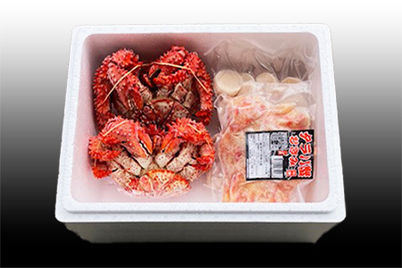 花咲カニ2尾・タラバガニむき身300g・ホタテ貝柱500gセット F-36006