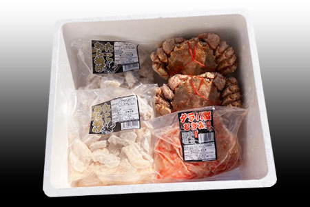 毛かに400g前後～550g前後×2尾・タラバガニむき身300g×1P・たこから揚げ250g×4Pセット D-76021