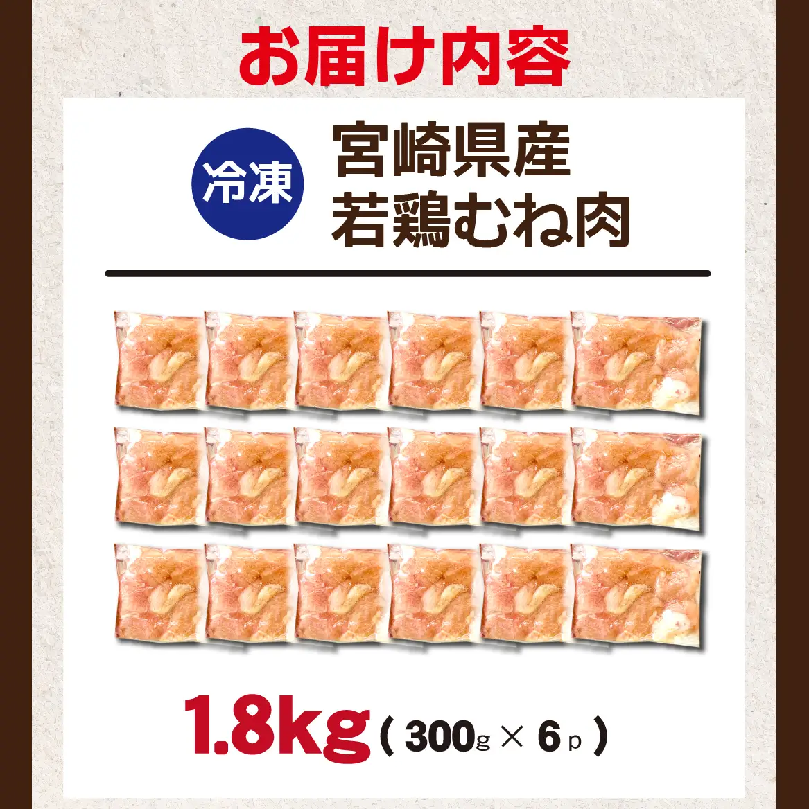 宮崎県産若鶏むね肉カット 1.8kg（300g×6P）国産 鶏肉 若鶏 ムネ むね カット済み 小分け 唐揚げ