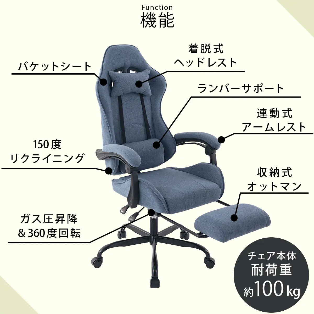 ゲーミングチェア（グレー）椅子 家具 おしゃれ椅子