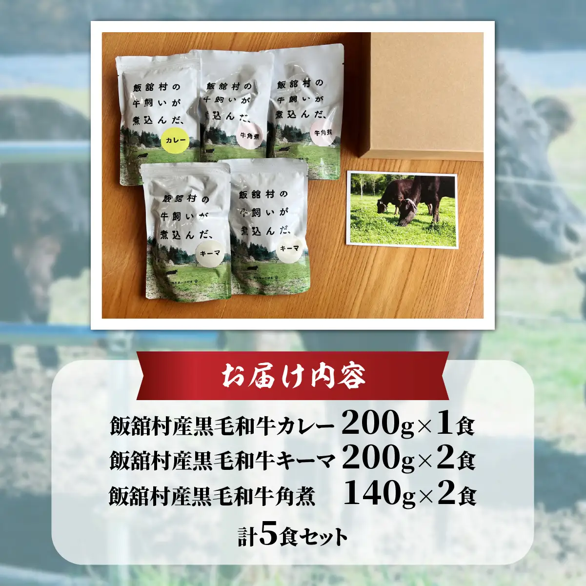 飯舘産黒毛和牛レトルト5食セット ITTAH013