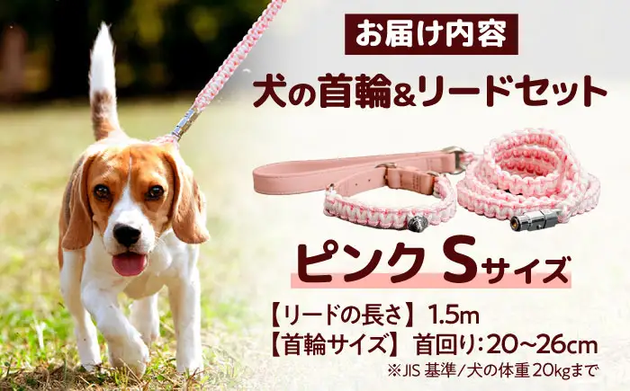 ペット 犬の首輪＆リードセット ピンク S ペット BLBX001