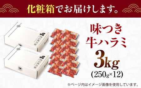 【訳あり×大容量】味付けハラミ 3kg(250ｇ×12パック) / ハラミ 牛肉 焼肉 / 御嵩町 / 馬力家[AVBO073]