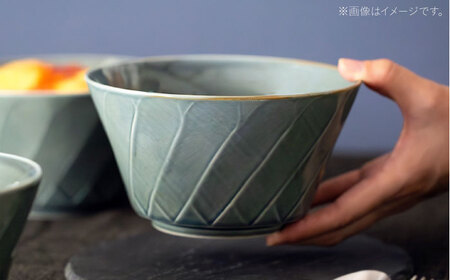 【波佐見焼】彫刻紋 藍墨 ボウル 大〈斜め彫〉3点セット【西海陶器】[OA525]