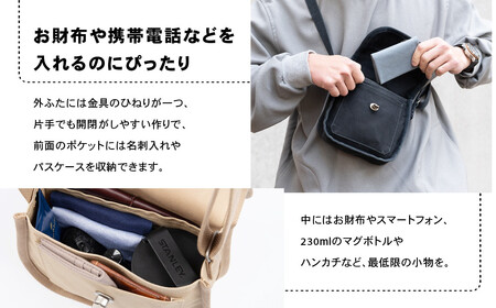 【一澤信三郎帆布】綿帆布製ショルダーバッグ S-14 グレー(オリーブ)｜京都 東山 帆布かばん 人気ブランド