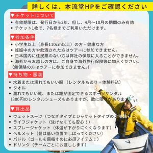 ラフティング体験・ボート貸切チケット 山梨県 早川町 本流堂 川下り アウトドア アクティブ