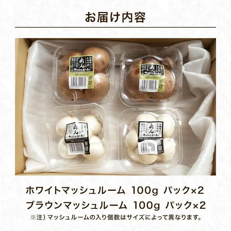 島人マッシュルームセット（ホワイト・ブラウン100g×２セット） マッシュルーム きのこ詰合せセット ホワイトマッシュルーム ブラウンマッシュルーム 栄養豊富 低カロリー 糸満市 沖縄県 176-2