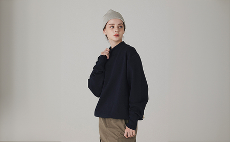 ニット アンユースレス モックネックスニット 服 洋服 ファッション 耐久性 上品 コーマ糸 無撚糸コットン 洗濯可能 墨田区 東京都 ネイビー/L規