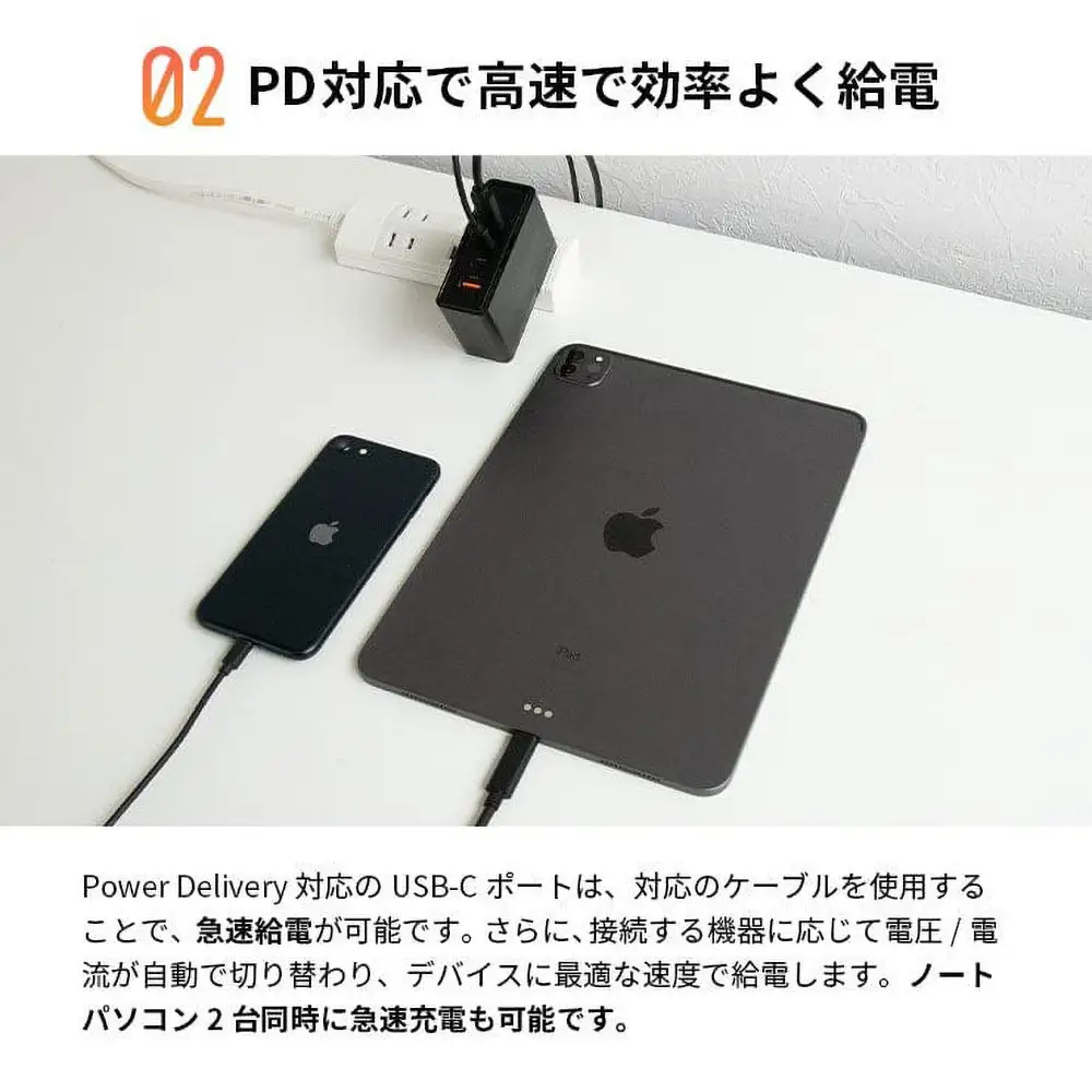 【Qurra】 クルラ PD100W充電器 折りたたみACアダプター 【6ヶ月保証】 3R-PD100C01BK