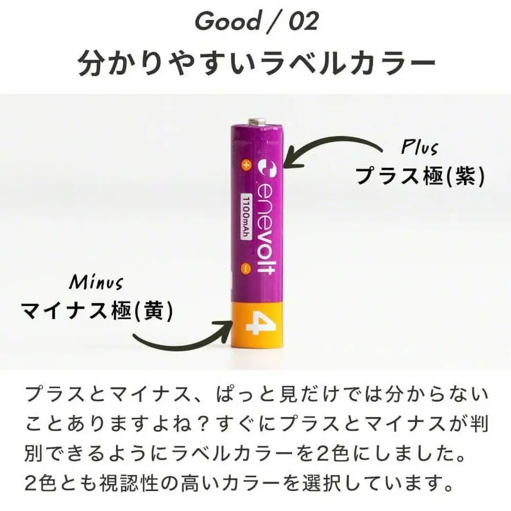 【enevolt】 充電池 1100mAh 単4 エネボルト 8本セット 【1年間保証】 EV11008C