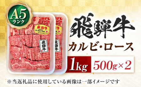 飛騨牛 A5等級 焼肉用 カルビ・ロース 1kg カルビ カルビ焼肉 カルビ肉 ロース 焼肉 焼き肉 やきにく 焼肉セット 焼肉用 赤身 最高級 a5 A5 牛 和牛 牛肉 お肉 高級 贈答ギフト 岐阜市 / 肉の松久[ANIP006]