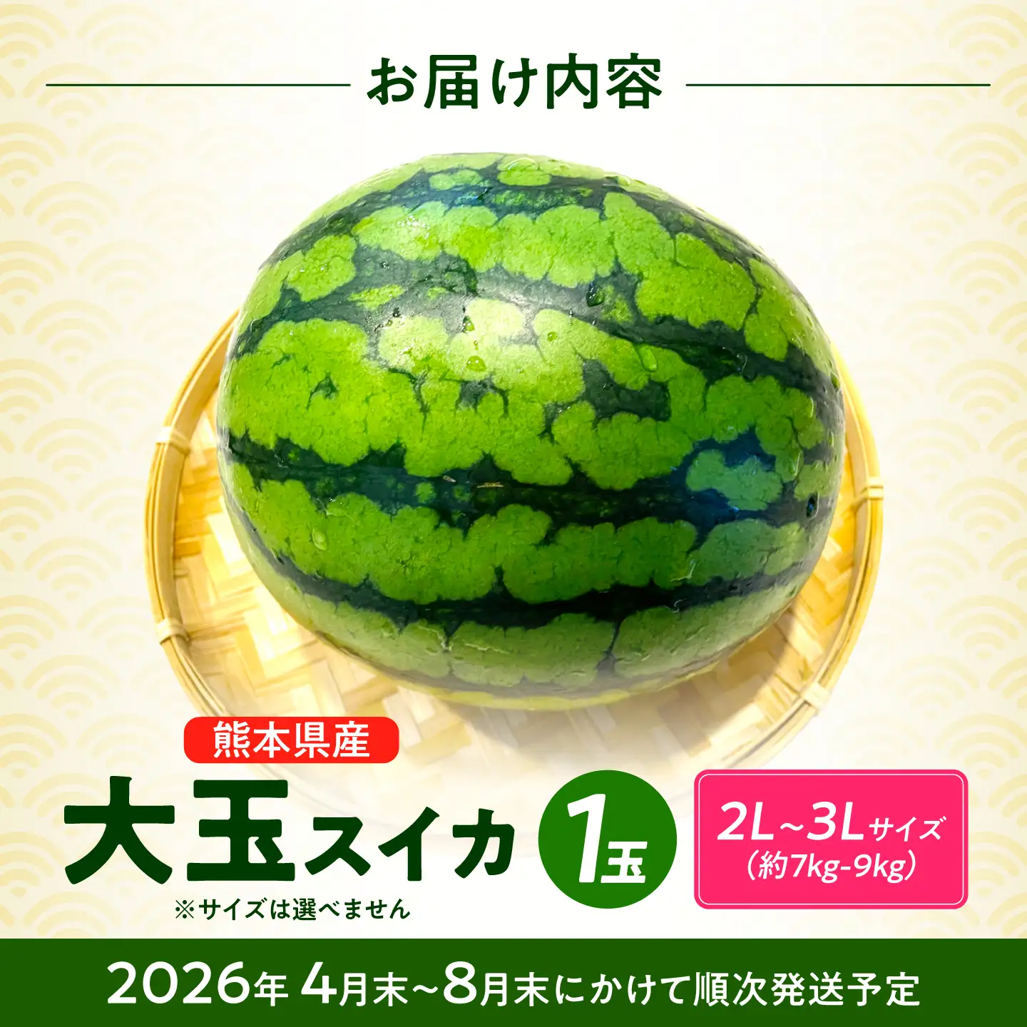 【先行予約】熊本すいか大玉2L〜3Lサイズ1玉 (約7〜9kg)[ZFV001]
