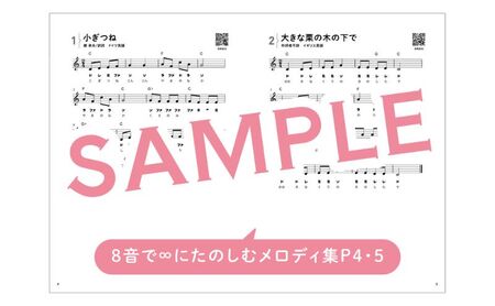 小さな楽器で演奏を楽しむ楽譜集 150曲×2冊 「ちいさな楽器のための楽譜集」＆「8音で∞にたのしむメロディ集」2冊セット メロディ 楽譜 鍵盤楽器 吹奏楽器 打楽器 音遊び楽器 ドレミシール お子様 楽器初心者 静岡 浜松市