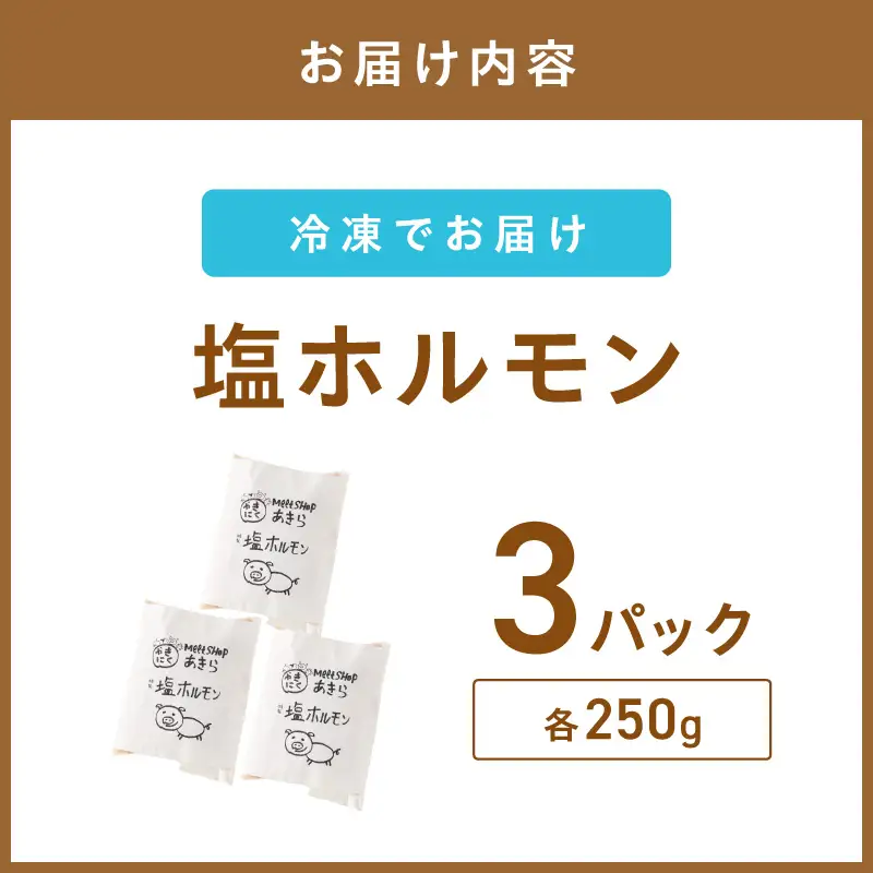 《7営業日以内に発送》北見塩ホルモン 250g×3パック ( 焼肉 ホルモン 肉 にく 塩 )【205-0002】