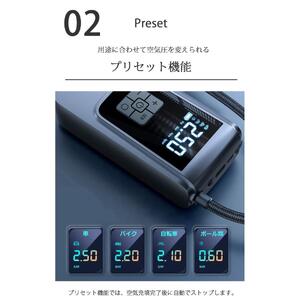 電動空気入れ コードレス 充電式 LEDライト アタッチメント付き ポータブル エアコンプレッサー 車 自動車用 自転車用 ボール タイヤ 空気入れ 電動 携帯空気入れ エアーコンプレッサー 軽量 コンパクト SunRuck EA-PAC010