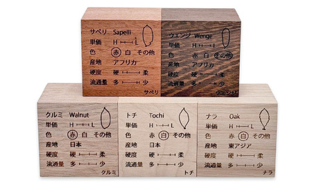 樹種を学べる 無垢材ブロック　おすすめ16種セット　 飾って学べる、暮らしの中の木材図鑑 