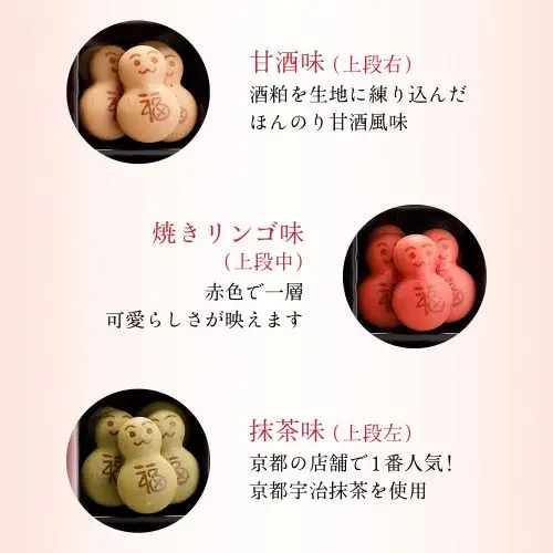 【京・月待庵】おかしの宝石箱 福だるま箱1段｜京都 老舗 和菓子店 人気セット 