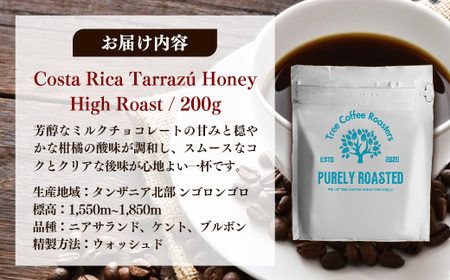 【完全受注焙煎】Tree Coffee Roasters「コスタリカ タラス ハニー ハイロースト」 200g - コーヒー 豆 自家焙煎 熱風式焙煎 贈り物
