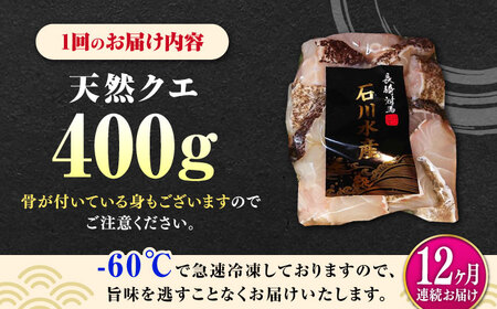 【全12回定期便】 【 対馬産 】 天然 クエ 400g （切り身）《対馬市》【石川水産】 鍋 水炊き 鮮度抜群 海鮮[WAB032]